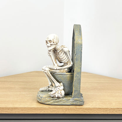 Skeleton on Tombstone Toilet Ornament - Resin