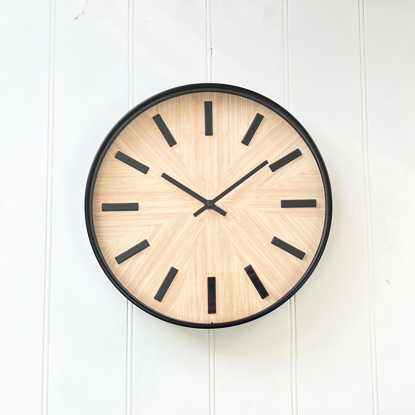 30.5cm Modern Wall Clock - Light Brown Wood Print