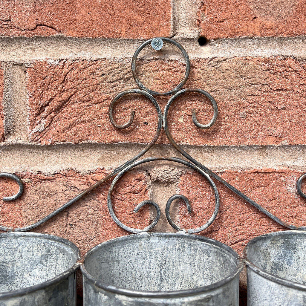 Vintage 3 Pot Wall Mounted Planter – Zinc