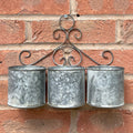 Vintage 3 Pot Wall Mounted Planter – Zinc
