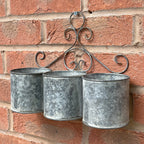 Vintage 3 Pot Wall Mounted Planter – Zinc