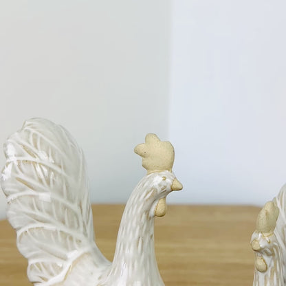 Pair of Ceramic Chicken Ornaments