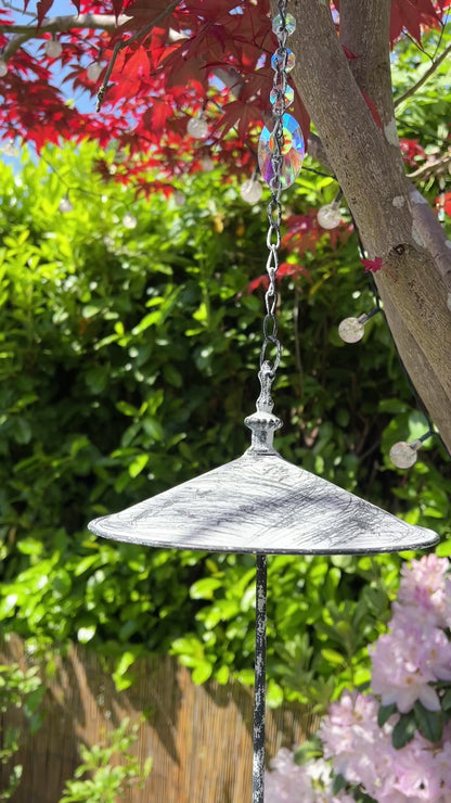 Hanging Bird Feeder - Grey White Washed Finish