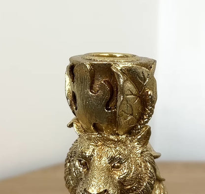 Pair of Gold Tiger Candle Holders – Resin