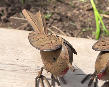 Pair of Metal Robin Garden Ornaments