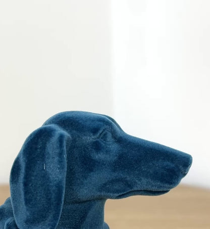 Blue Fabric Dachshund Ornament – Resin