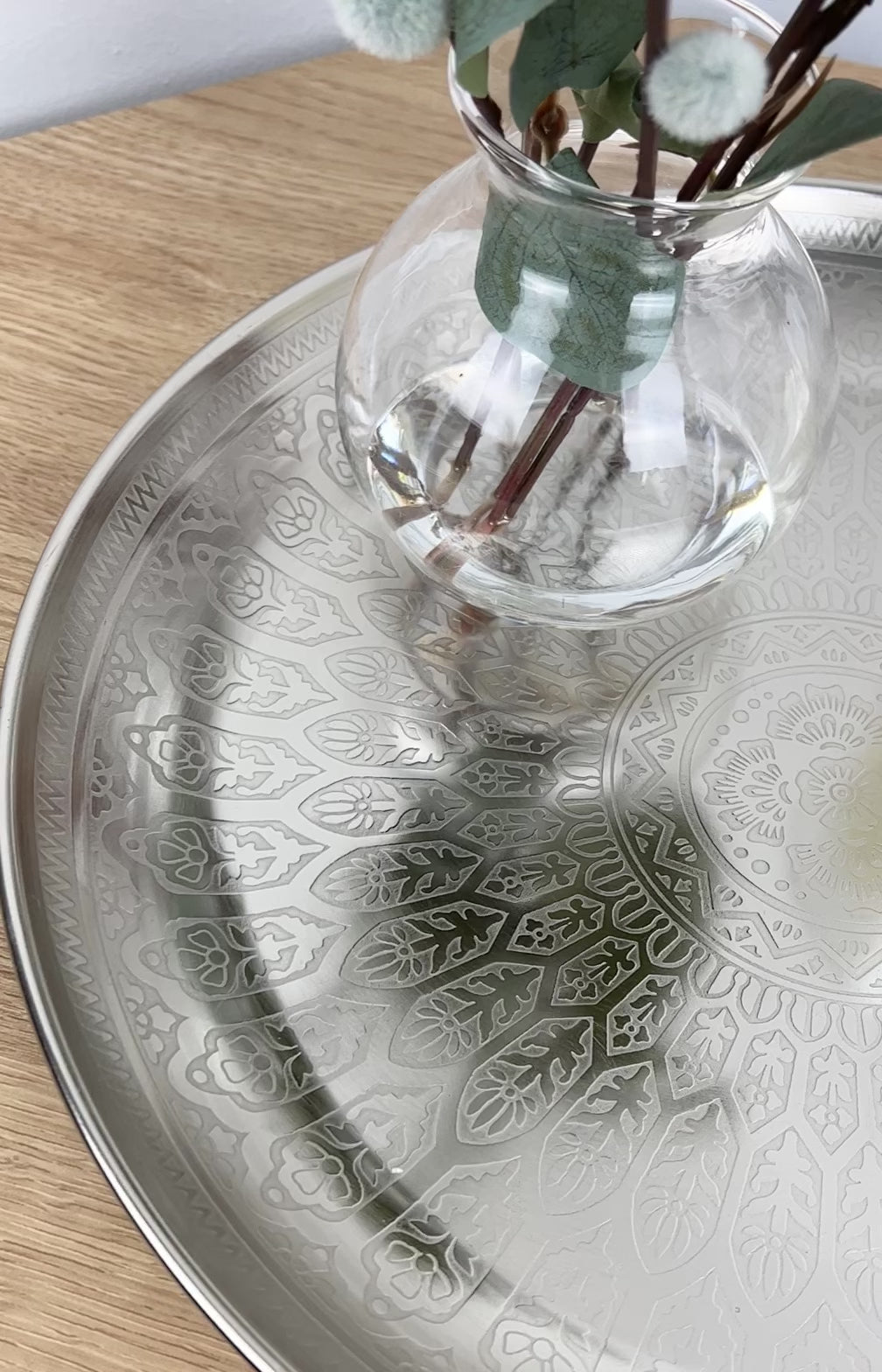 33cm Large Decorative Tray - Silver