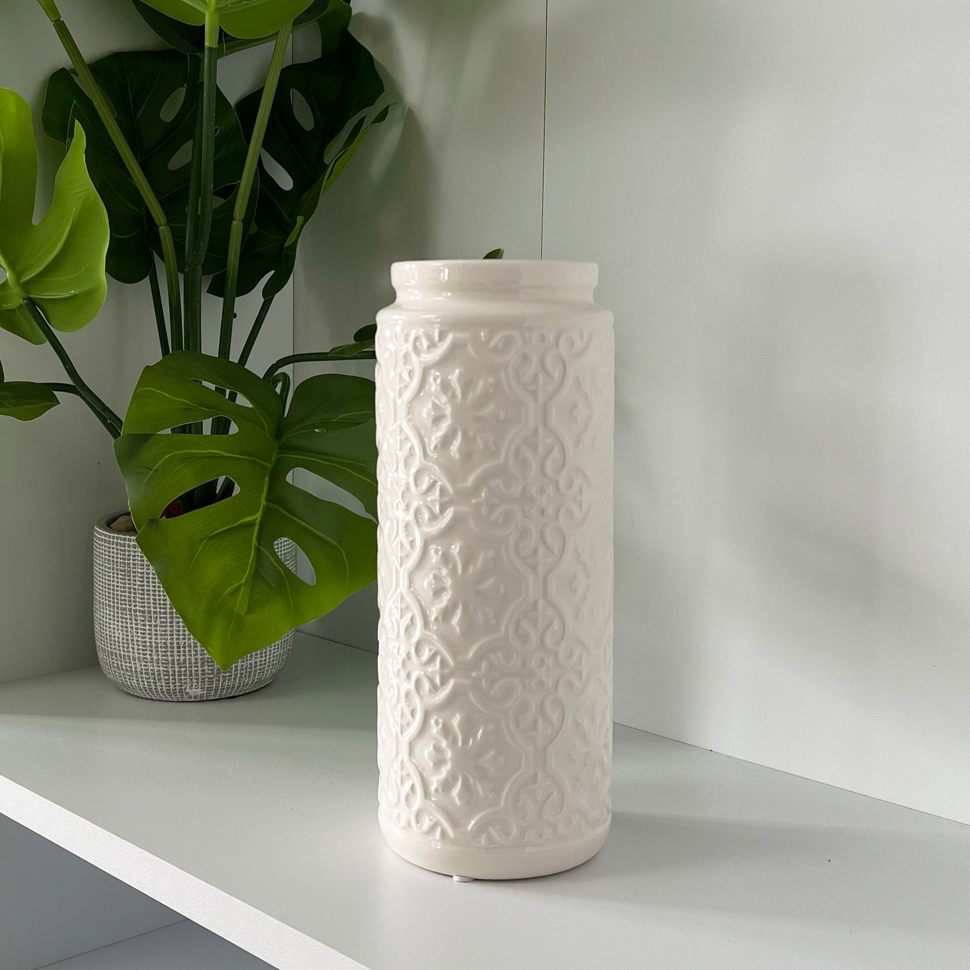 24.5cm Moroccan Tile Pattern Glazed Ceramic Vase