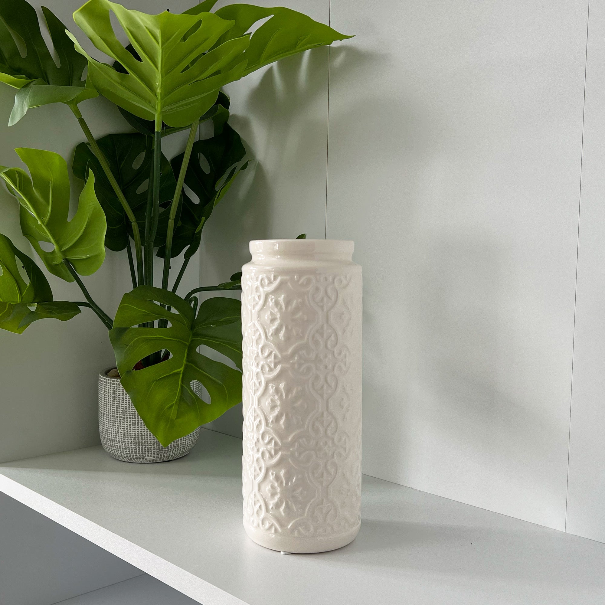 24.5cm Moroccan Tile Pattern Glazed Ceramic Vase