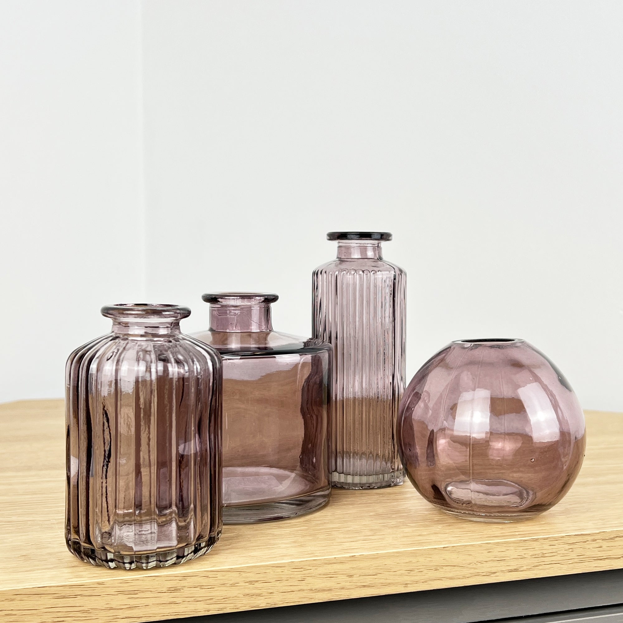 Set of 4 Glass Bud Vases - Violet
