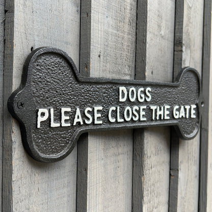 Dogs Please Close The Gate Sign - Cast Iron