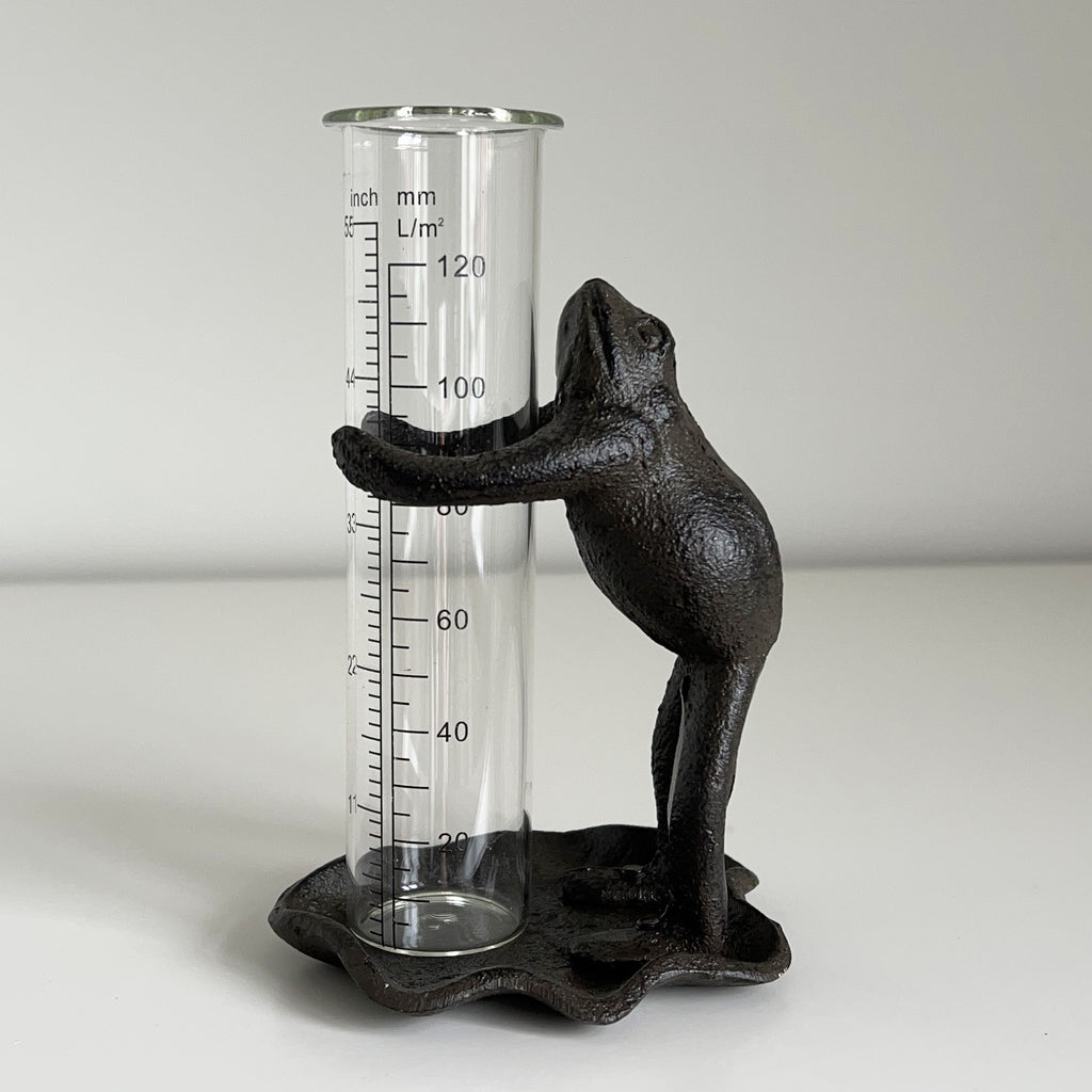 Frog on Lily Pad Rain Gauge - Cast Iron
