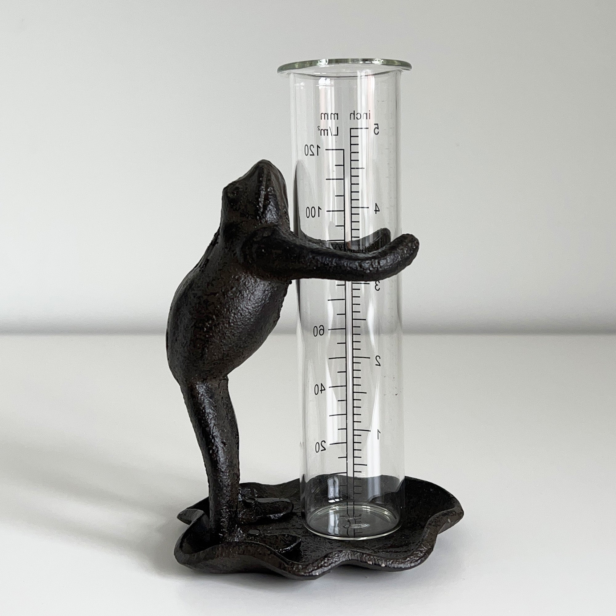 Frog on Lily Pad Rain Gauge - Cast Iron