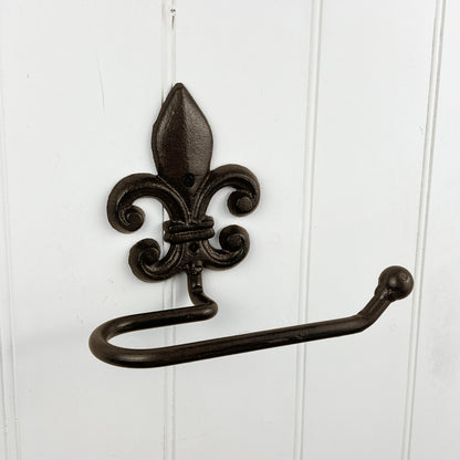 Cast Iron Fleur-de-lis Toilet Roll Holder