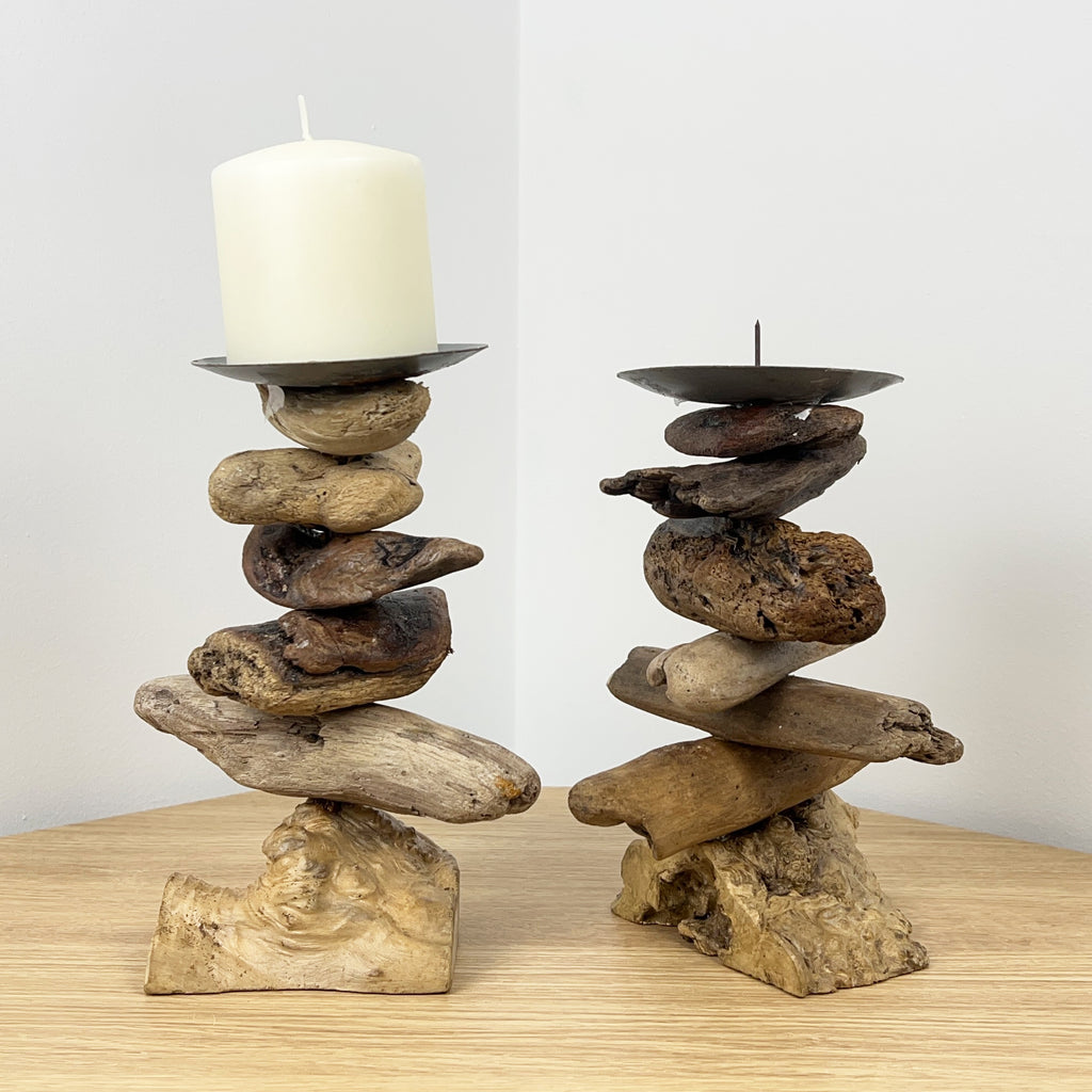 Pair of Driftwood Candle Holders