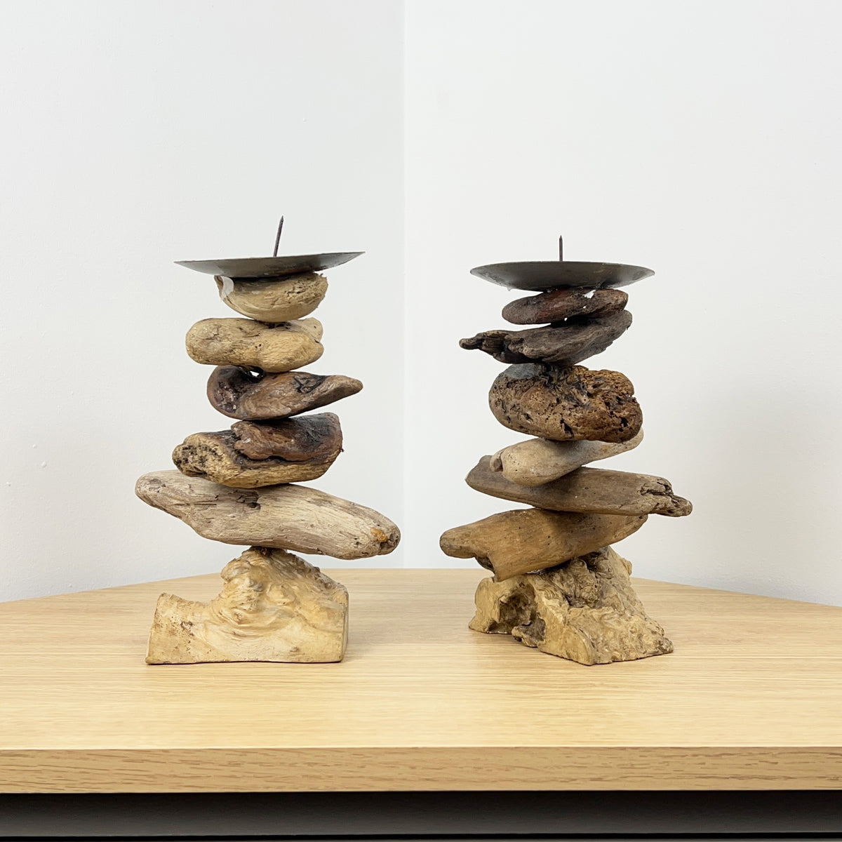 Pair of Driftwood Candle Holders
