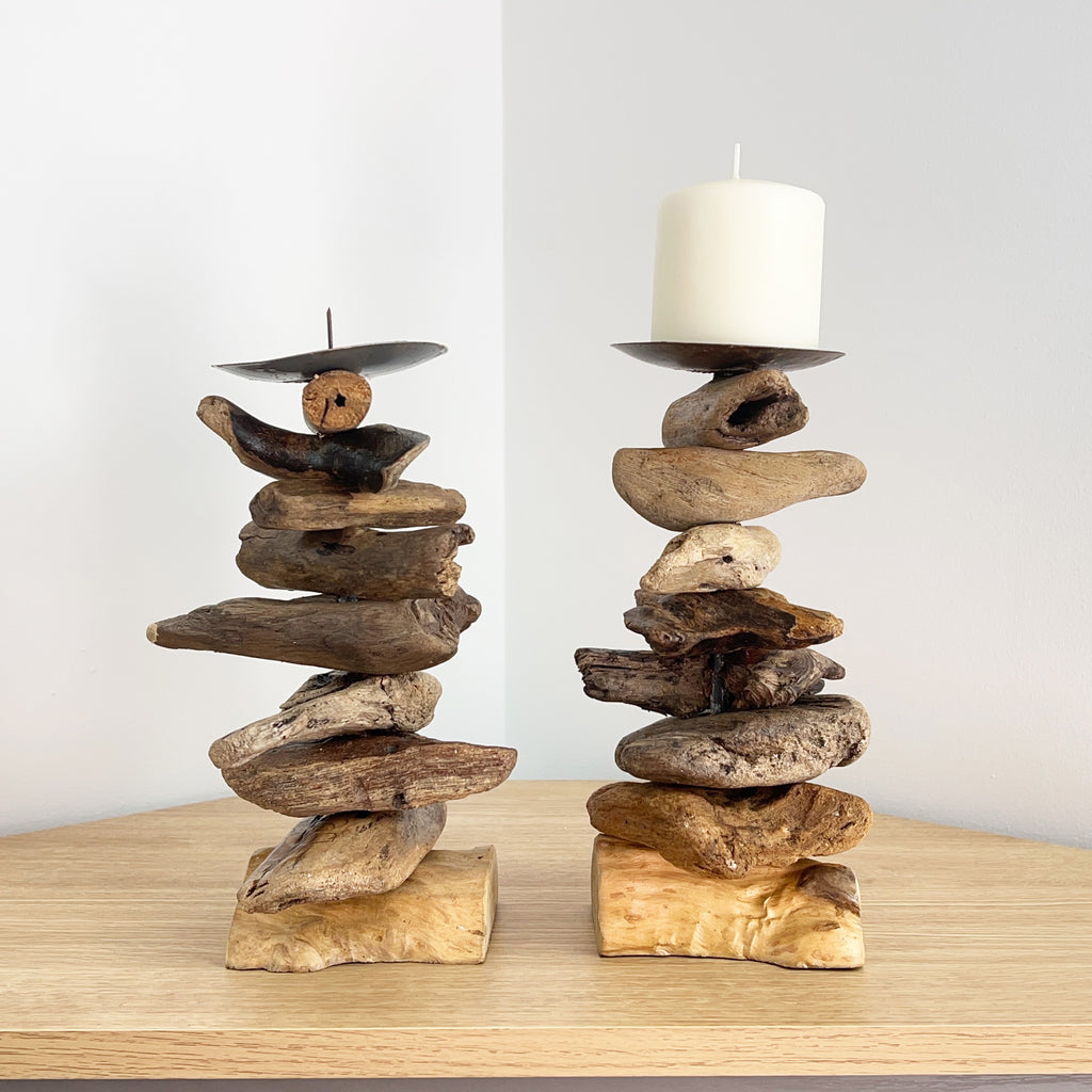 Pair of Driftwood Candle Holders