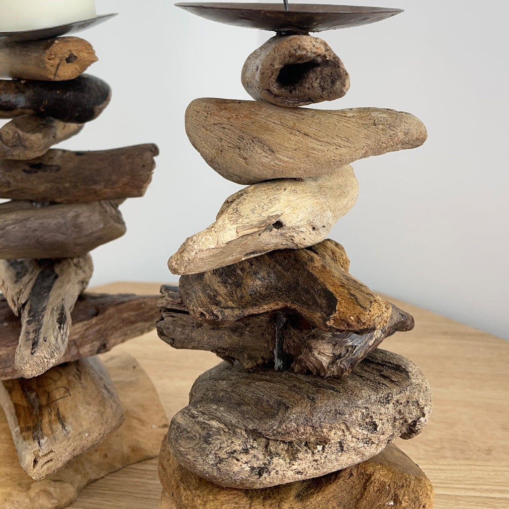 Pair of Driftwood Candle Holders
