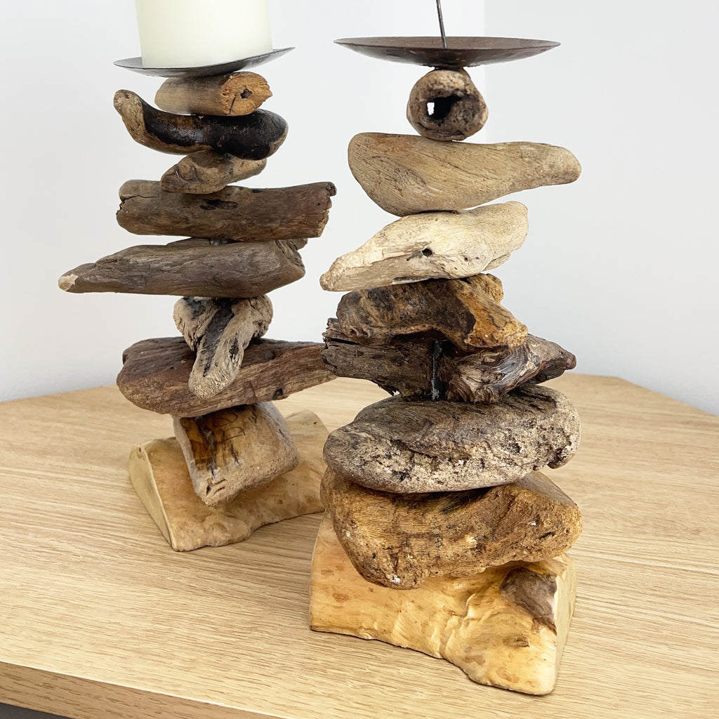 Pair of Driftwood Candle Holders