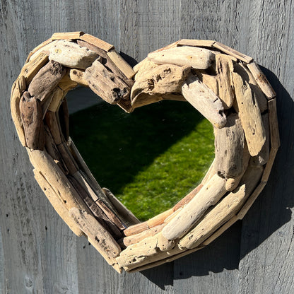 Driftwood Heart Wall Mirror