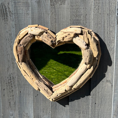 Driftwood Heart Wall Mirror