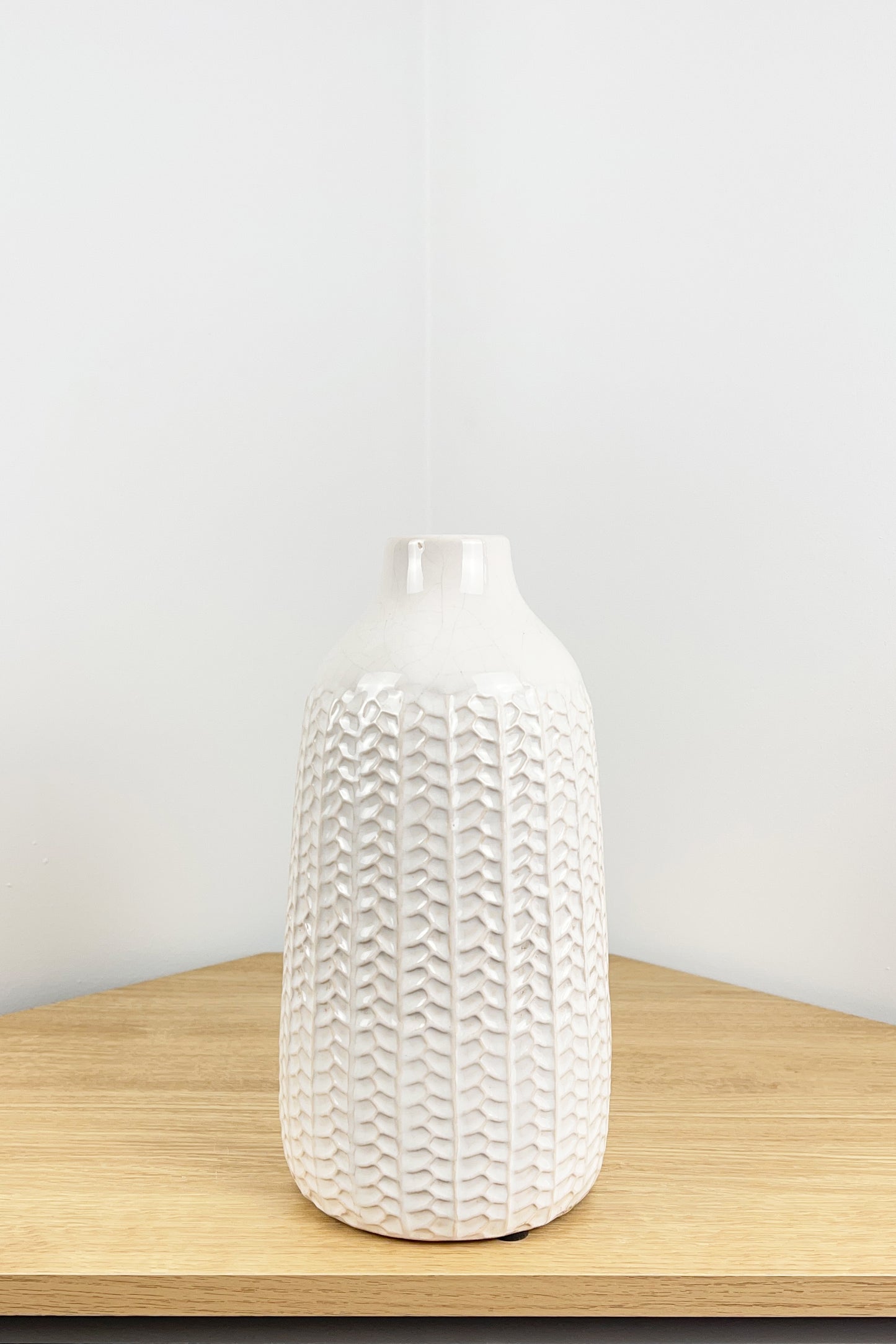 28.5cm Large off White Ceramic Vase