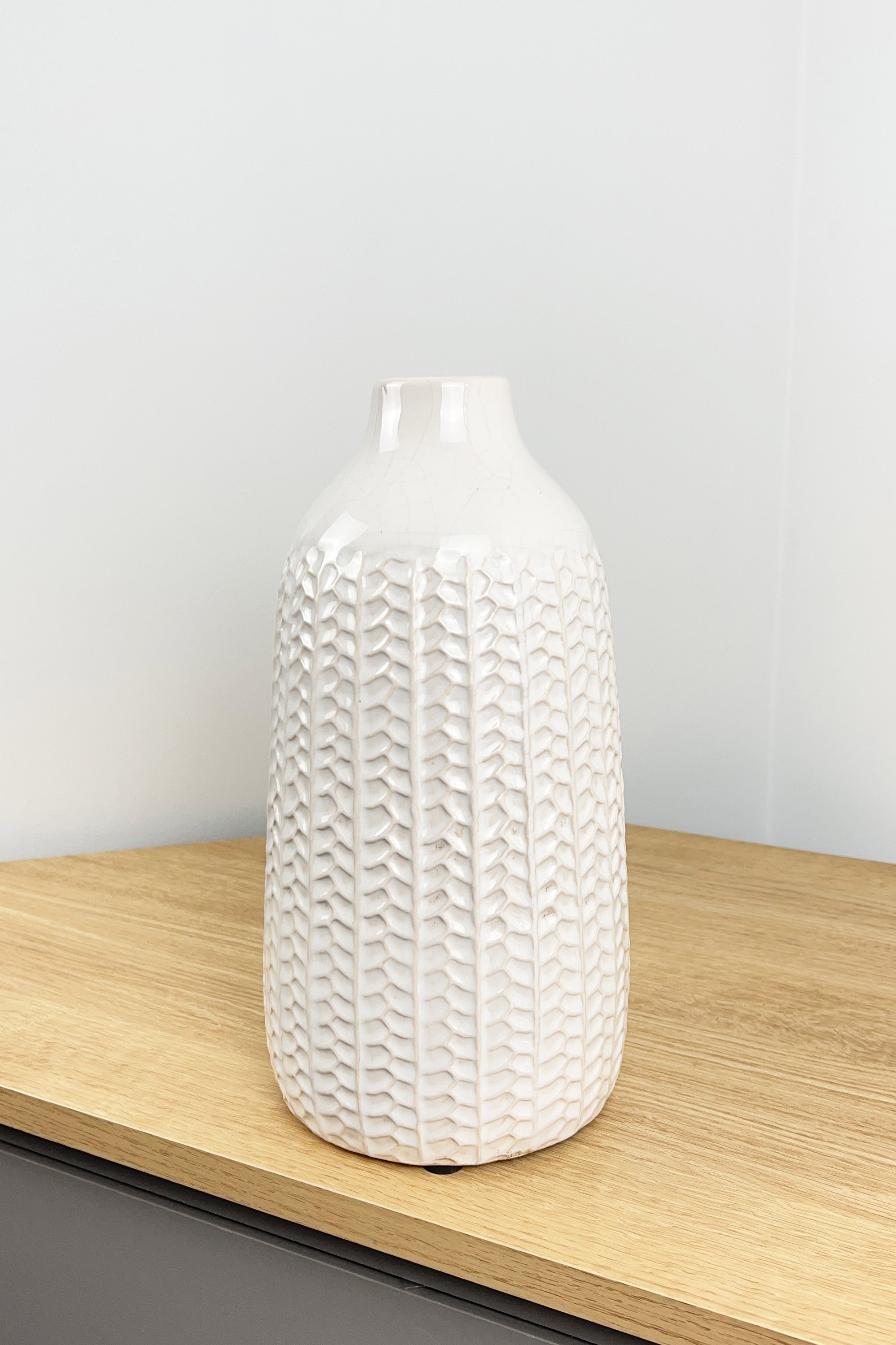 28.5cm Large off White Ceramic Vase