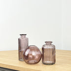 3 Piece Glass Bud Vase Set - Violet