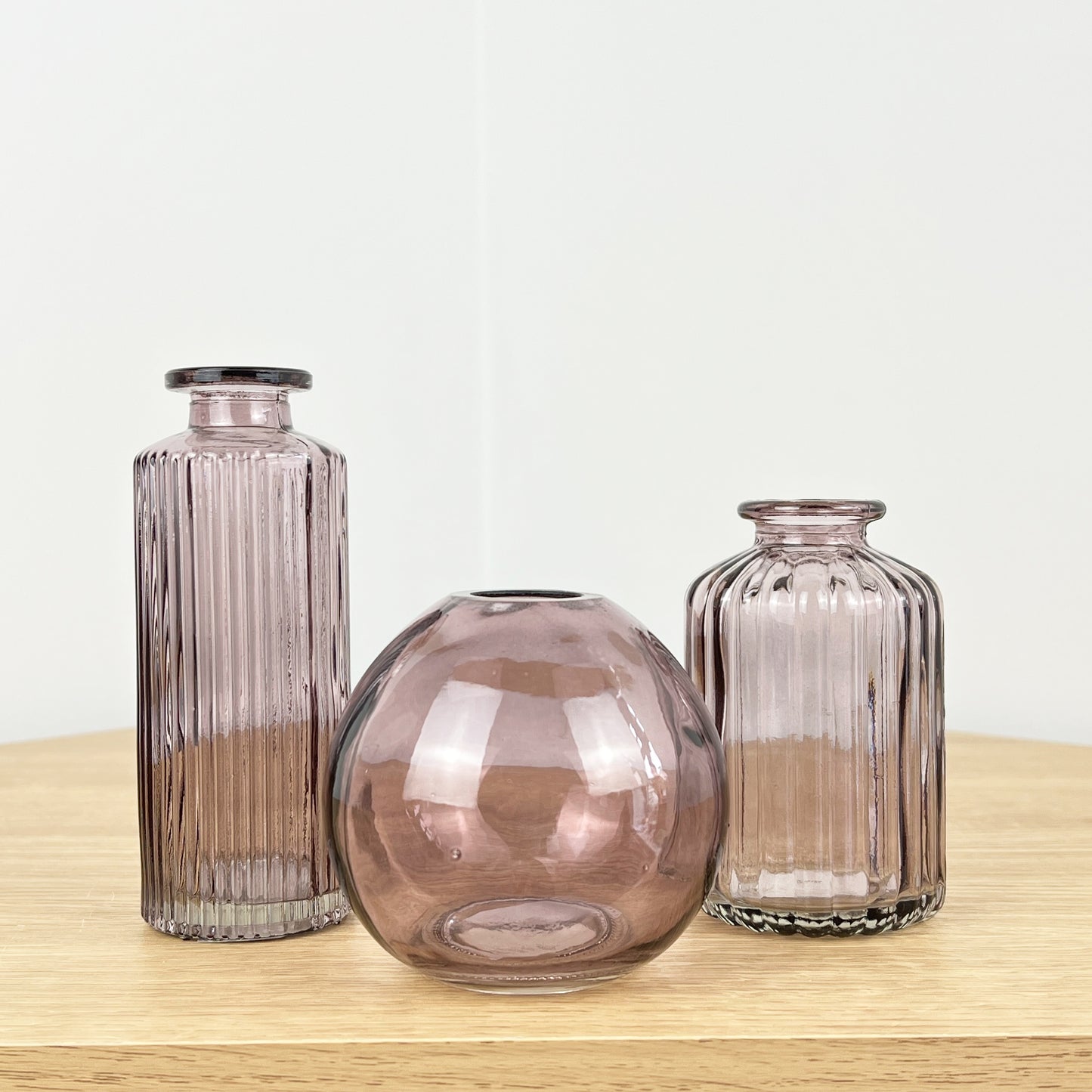 3 Piece Glass Bud Vase Set - Violet