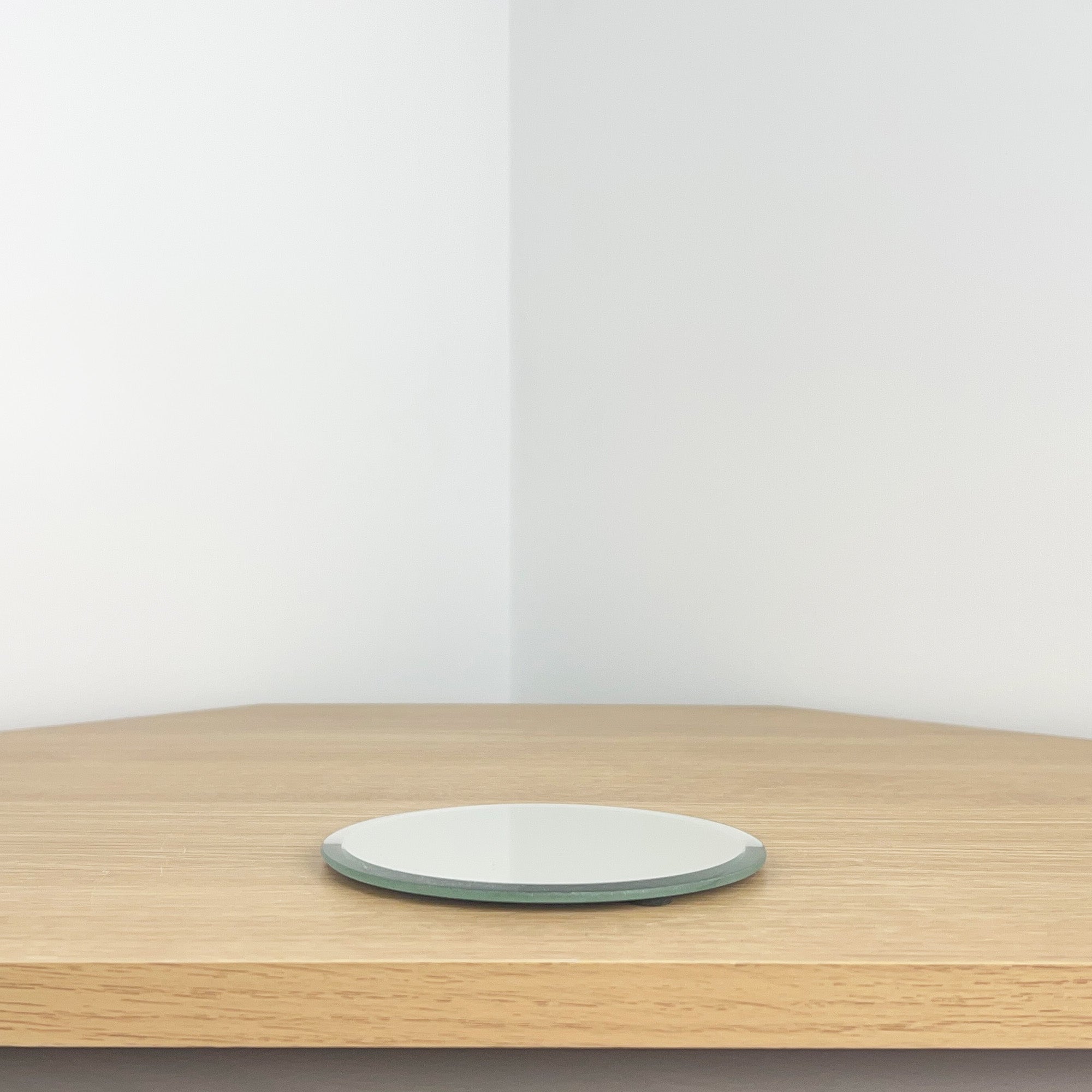 12cm Mirrored Glass Candle Plate