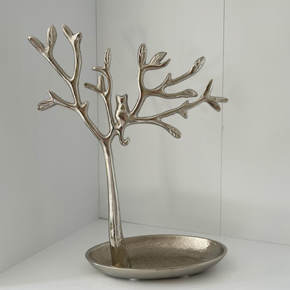 Cat In Tree Jewellery Stand - Silver