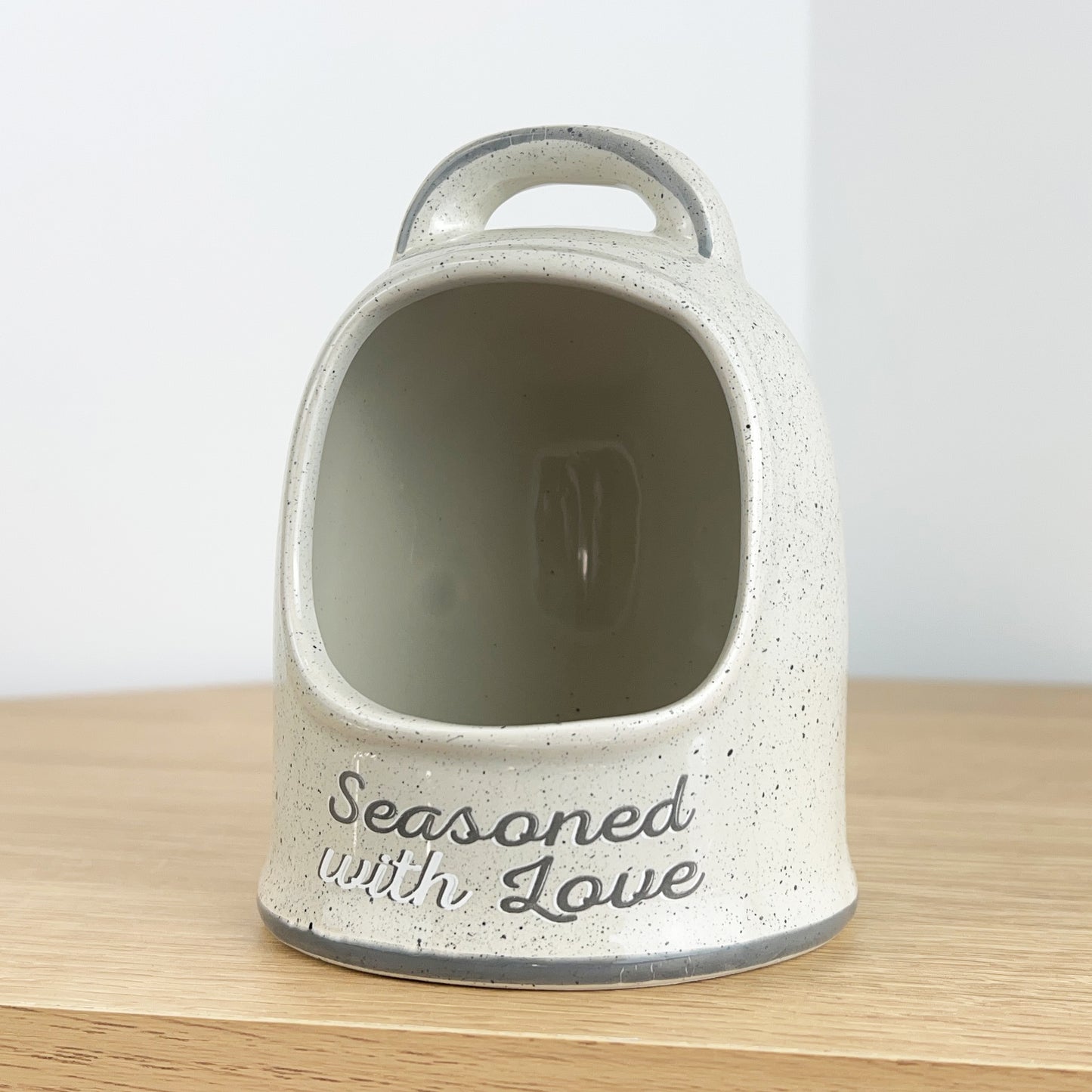 Grey 'Seasoned with Love' Salt Pig - Ceramic