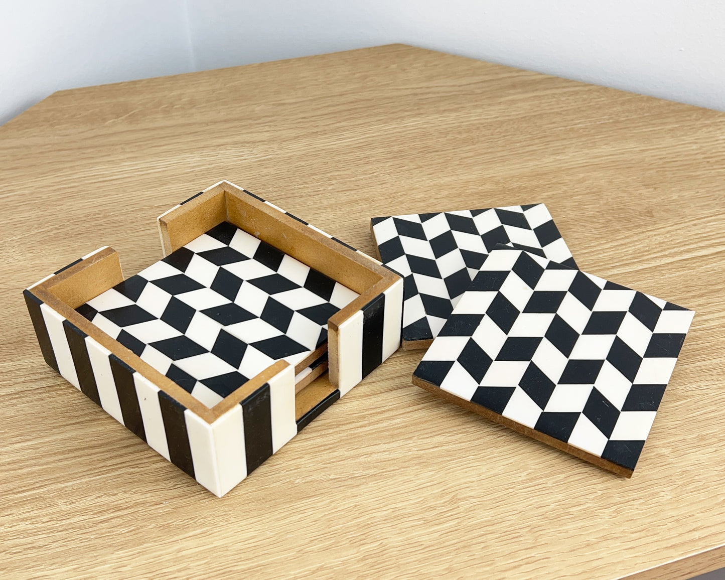 Monochrome Coasters and Holder Set