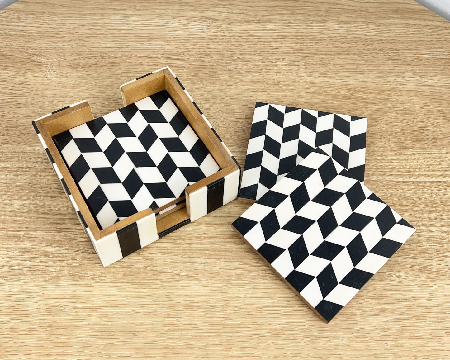 Monochrome Coasters and Holder Set