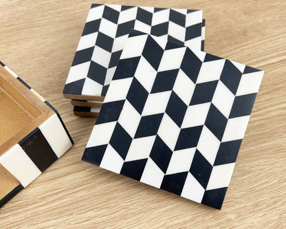 Monochrome Coasters and Holder Set