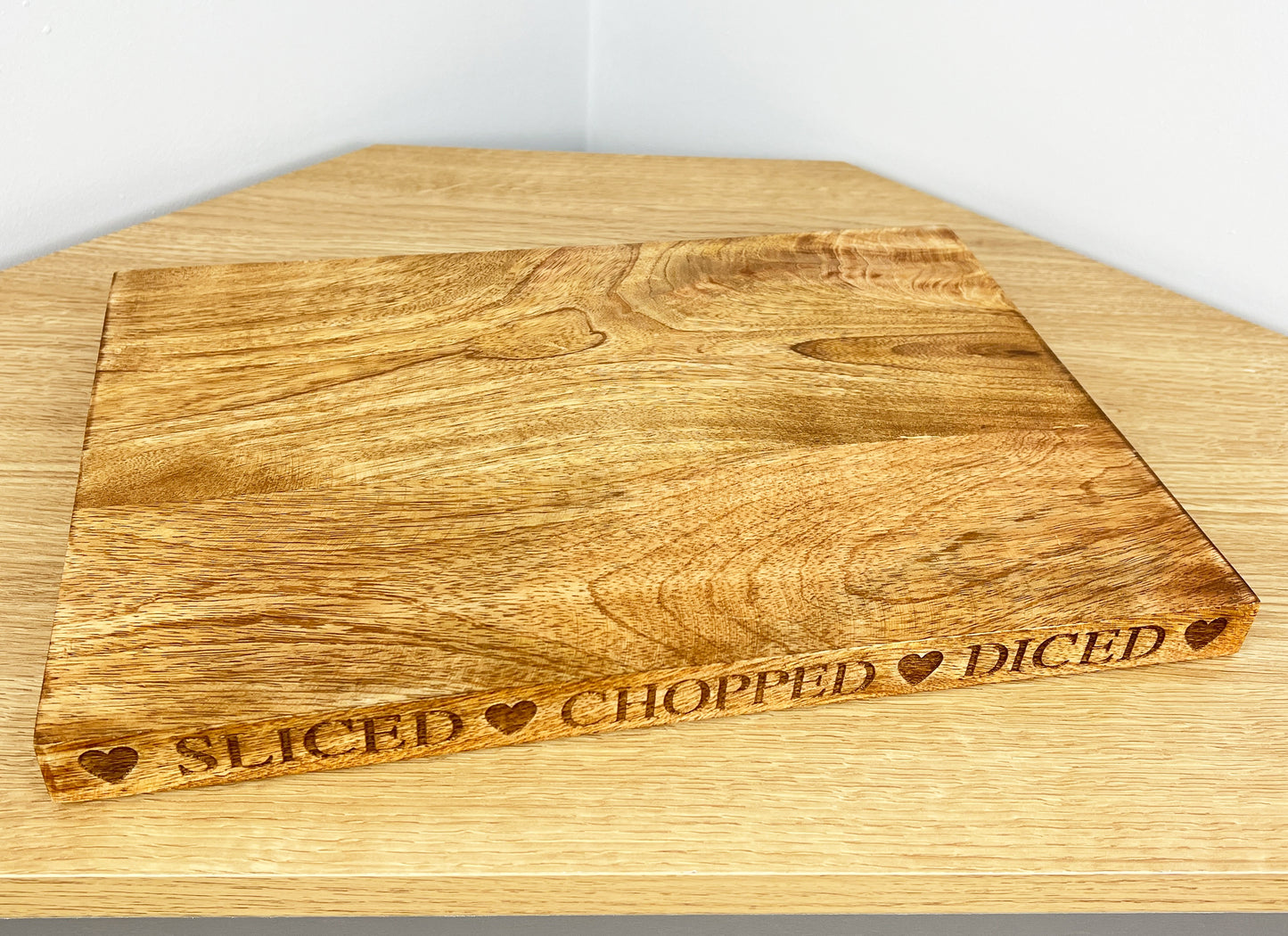 Mango Wood Chopping Board - 'Sliced Chopped Diced'