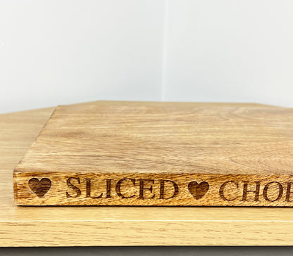 Mango Wood Chopping Board - 'Sliced Chopped Diced'