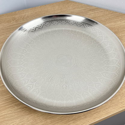 33cm Large Decorative Tray - Silver