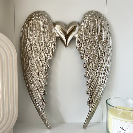 Silver Angel Wings Metal Wall Art Main
