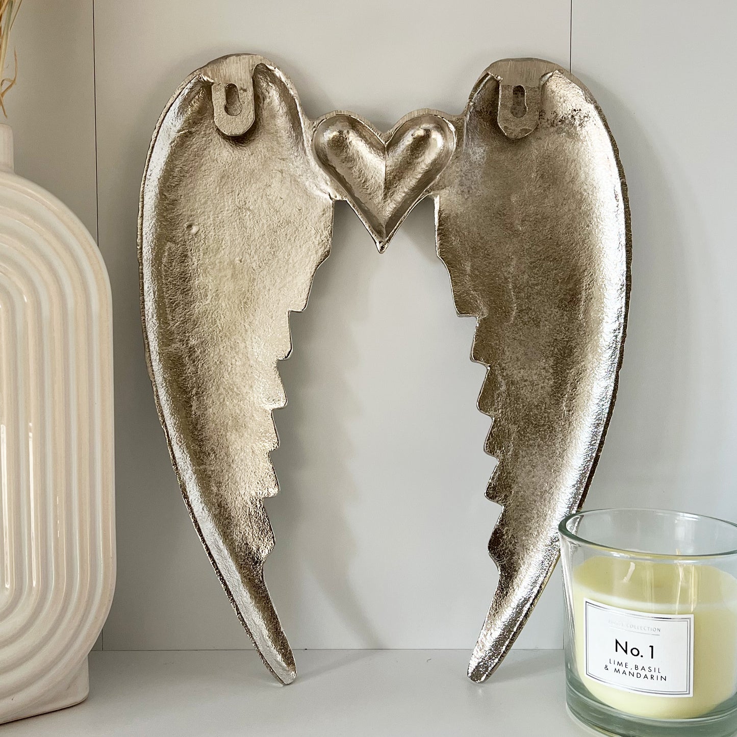 Silver Angel Wings Metal Wall Art Back