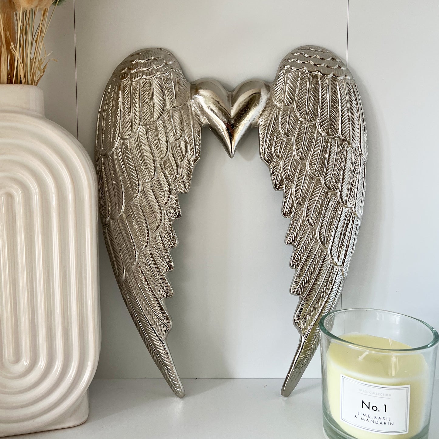 Silver Angel Wings Metal Wall Art Last