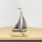 Metal Boat on Wood Ornament