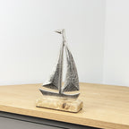 Metal Boat on Wood Ornament
