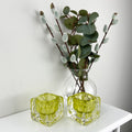 Pair of Glass Block Candle Holders