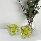 Pair of Glass Block Candle Holders